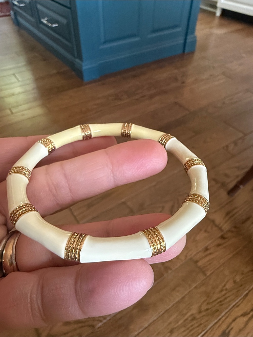 Lilly Pulitzer Cream and Gold Bamboo-Style Bangle Bracelet